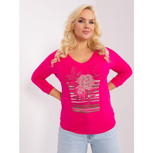 Fashion Hunters Wholesale Plus Size Fuchsia Blouse With Neckline Slike