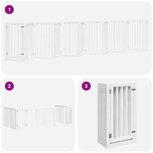  Vrata za pse s vrata&amp;scaron;cima 12 panela sklopiva 600 cm drvo topole Bijela 50 x 90 x 2 cm Slike