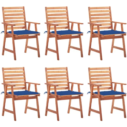 vidaXL Zunanji jedilni stoli 6 kosov z blazinami trden akacijev les, (20660285)