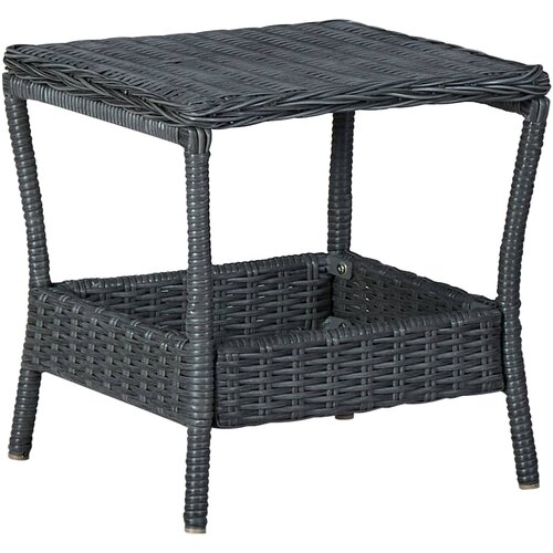 vidaXL Vrtna mizica temno siva 45x45x46,5 poli ratan, (20580694) Cene