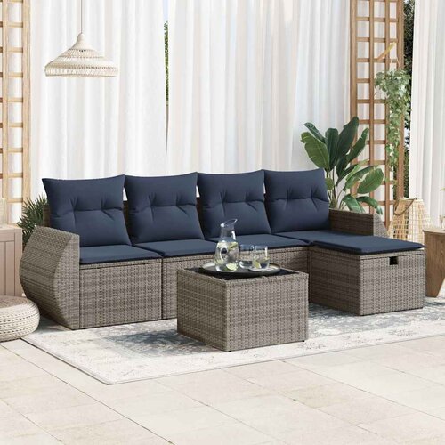 vidaXL 6-dijelni set vrtnih sofa od poliratana s jastucima sivi Cijene