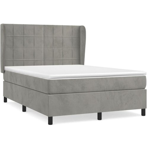 Maison Chic Box spring postelja - Vzmetna postelja z vzmetnico svetlo siv 140x190 cm žamet SL21420, (21892925) Cene