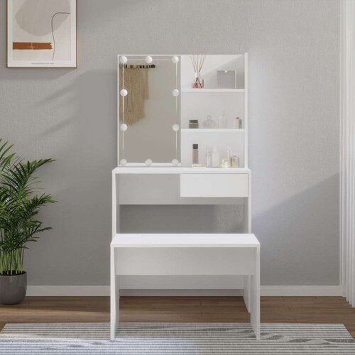  Komplet toaletnih mizic z LED lučkami bel konstruiran les, (20715607) Cene