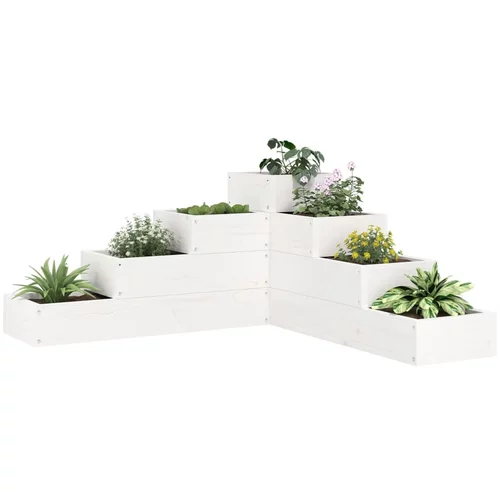 vidaXL Vrtna sadilica s 4 razine 80 5 x 79 x 36 cm bijela od borovine