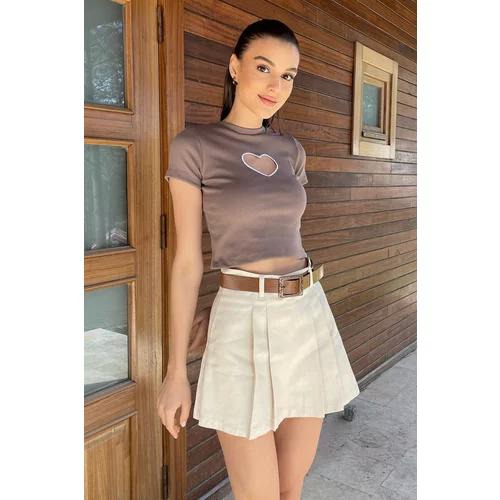 Trend Alaçatı Stili Skirt - Beige - Mini
