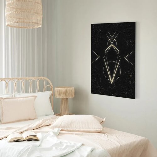  Slika - Symmetry of Shapes (1-part) - Graphic Motif in Black Shade 60x90 Na talijanskom platnu Slike