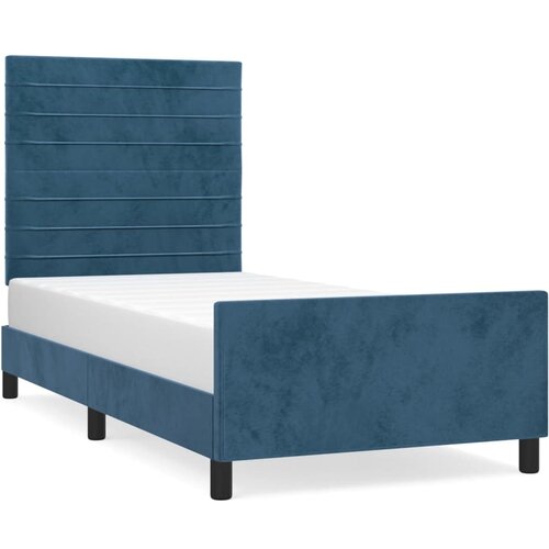 VidaXL Posteljni okvir z vzglavjem temno moder 100x200 cm žamet, (20907186) Slike