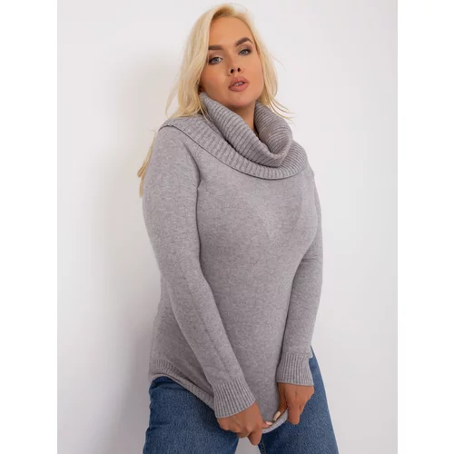 Fashion Hunters A plus-size gray sweater with a flowing turtleneck