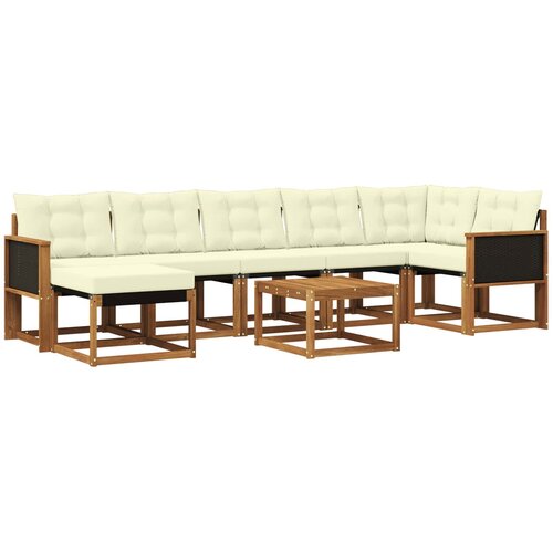 vidaXL Zunanja garnitura za sedenje z blazino 8 pcs Naravna in smetana, (5000282390) Cene