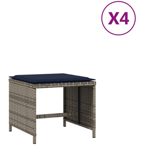 VidaXL Vrtni stolčki z blazinami 4 kosi sivi 40x40x35 cm poli ratan, (21207490) Slike