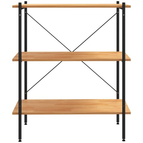  Polica s 3 etaže crna i hrastova 80x40x92 cm Slike