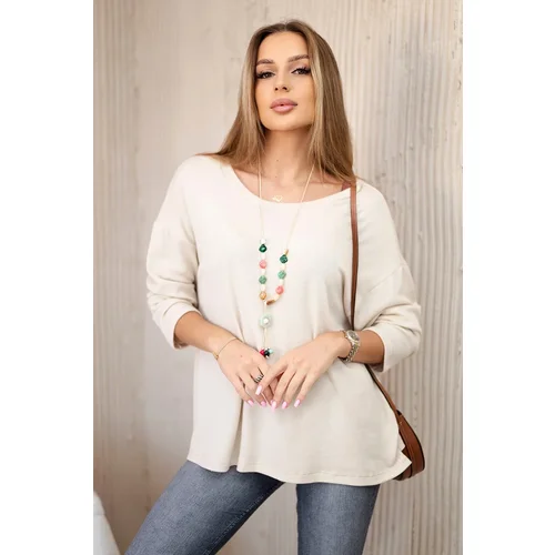 Kesi Włoski Blouse with necklace beige