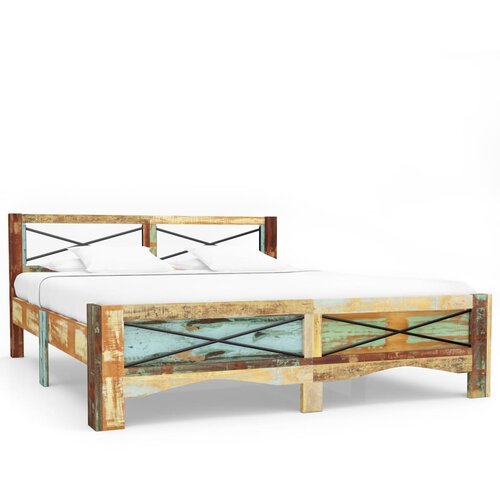 The Living Store Posteljni okvir iz trdnega predelanega lesa 180x200 cm - Posteljni Okvir, (21503672) Slike