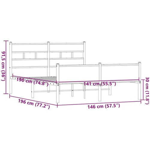 VidaXL okvir kreveta bez madraca smeđi hrast 140x190 cm izrađeno drvo Slike
