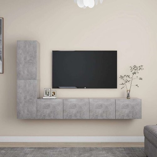  4-dijelni set TV ormarića siva boja betona od iverice Cijene