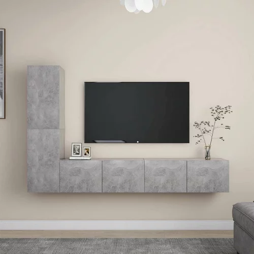  Komplet TV omaric 4-delni betonsko siva iverna plošča, (20732611)