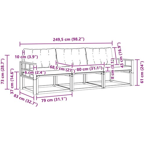  Set vanjskih sofa 3 kom. Bijela i svjetlosiva Slike