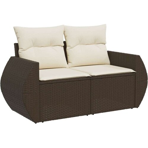 VidaXL 6-dijelni set vrtnih sofa od poliratana s jastucima smeđi Slike