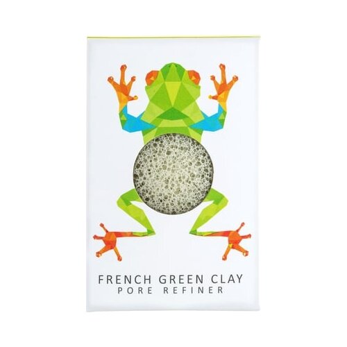 The Konjac Sponge Company Rainforest Frog Mini Face Puff with Green French Clay Slike