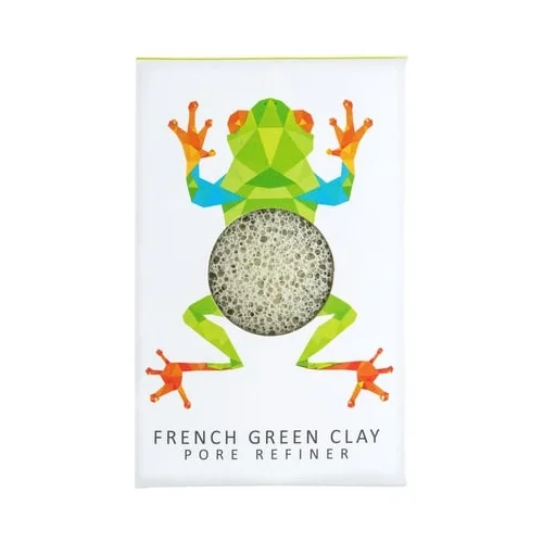 The Konjac Sponge Company Rainforest Frog Mini Face Puff with Green French Clay