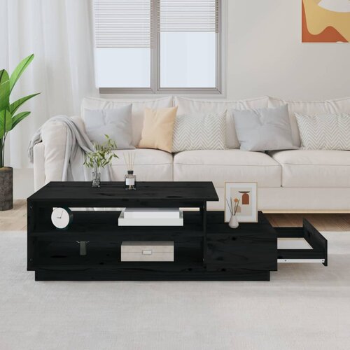  Stolić za kavu crni 120 x 50 x 40,5 cm od masivne borovine Slike