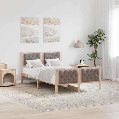 vidaXL Konstrukcija postelje Taupe 135 x 190 cm Masivno borovo les Cene