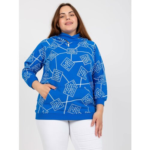 Fashion Hunters Dark blue plus size sweatshirt with a printed design Slike