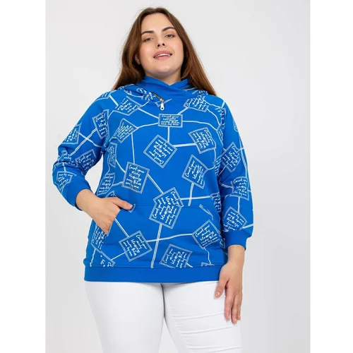Fashion Hunters Dark blue plus size sweatshirt with a printed design