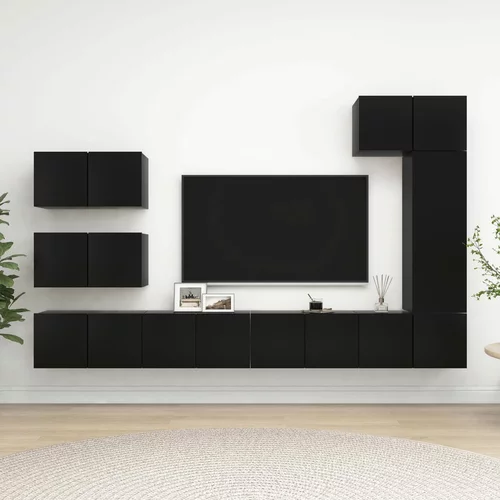 TV Komplet TV omaric 8-delni črna iverna plošča