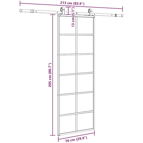  Klizna vrata s priborom crna 76 x 205 cm od ESG stakla Slike