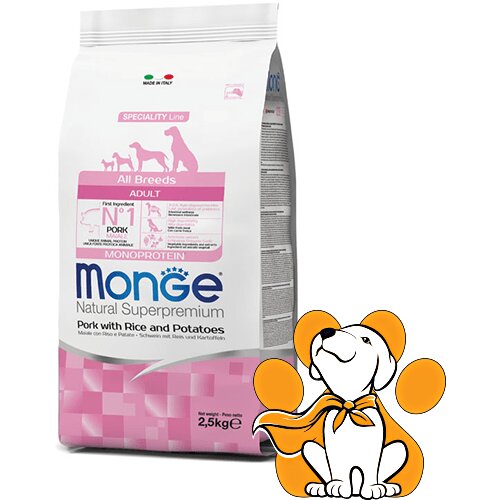 Monge all Breeds Pork with Rice & Potatoes 2.5kg, Idealno za Odrasle Rase Pasa Cene