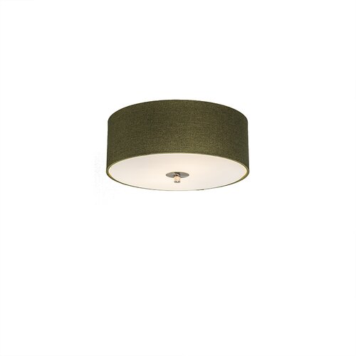 QAZQA Podeželska stropna svetilka zelena 30 cm - Drum Juta Cene