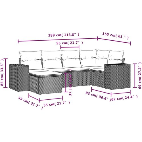 vidaXL 6-dijelni set vrtnih sofa s jastucima bež od poliratana Cijene