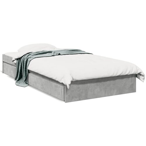 VidaXL Okvir kreveta s ladicama siva boja betona 90x200 cm drveni Slike