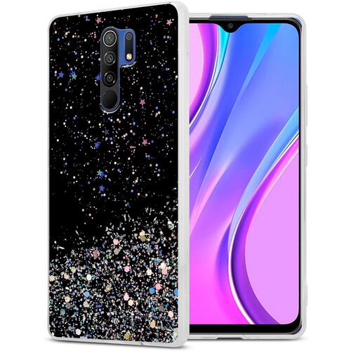 Cadorabo Ohi&scaron;je, združljivo z Xiaomi RedMi 9 in črna z ble&scaron;čicami - Za&scaron;čitni ovitek iz prožnega silikona TPU s svetlečimi ble&scaron;čicami, (20860610) Cene
