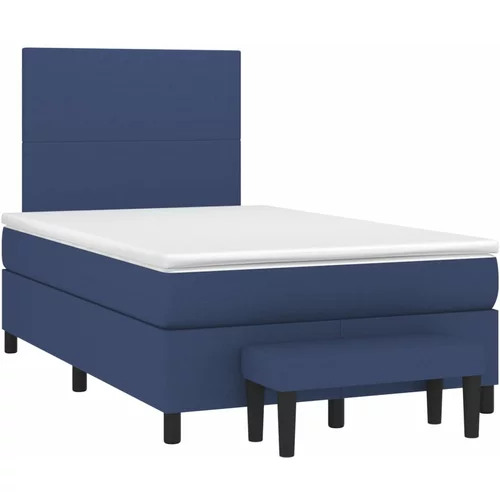 vidaXL Box spring postelja z vzmetnico modra 120x190 cm blago, (21111267)