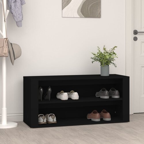 vidaXL Regal za čevlje Črna 100x35x45 cm inženirski les Cene