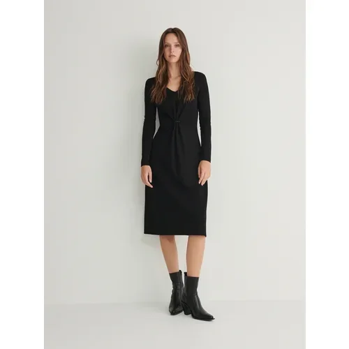 Reserved - Midi haljina s ukrasnim detaljem - crno
