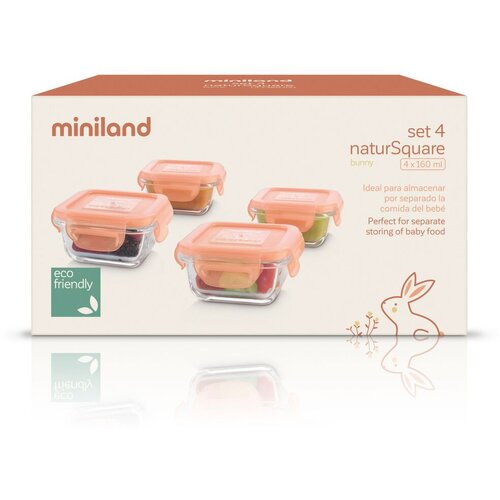 Miniland set 4 posude naturSquare bunny Slike