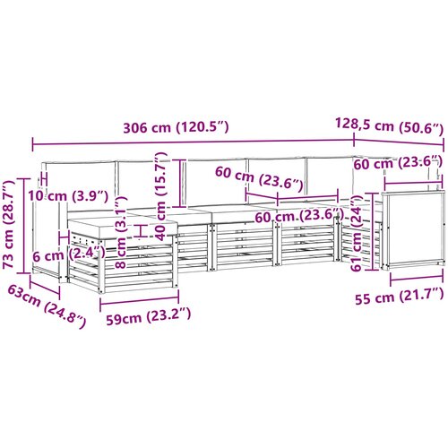  Set vanjskih sofa 6 kom. Prirodna Slike