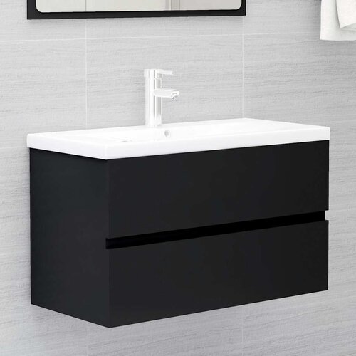  Ormarić za umivaonik crni 80 x 38,5 x 45 cm konstruirano drvo Slike
