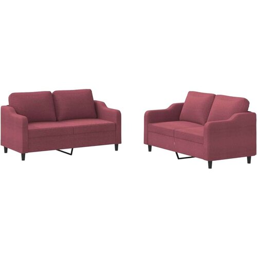 vidaXL 2-dijelni set sofa s jastucima crvena boja vina od tkanine Cene