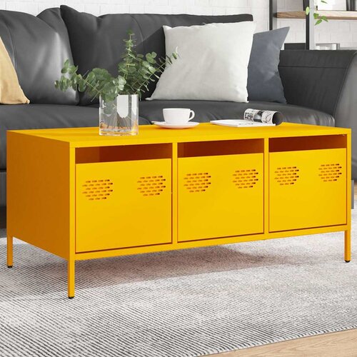 vidaXL Stolić za kavu boje senfa 101,5x50x43,5 cm hladno valjani čelik Cijene