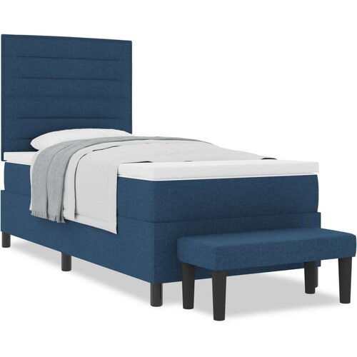  Krevet s kutijom s madracem i klupom Plavi 90x190 cm Tkanina Slike