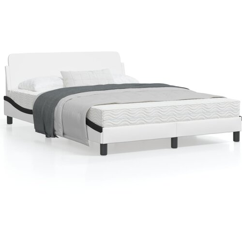 VidaXL Okvir kreveta s uzglavljem bijelo-crni 140x190 cm umjetna koža Slike