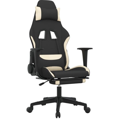 vidaXL Gaming stol z oporo za noge črno in krem blago, (21152224) Cene