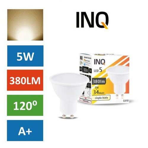 Inq led žarnica - sijalka GU10 5W (34W) toplo bela 3000K Slike
