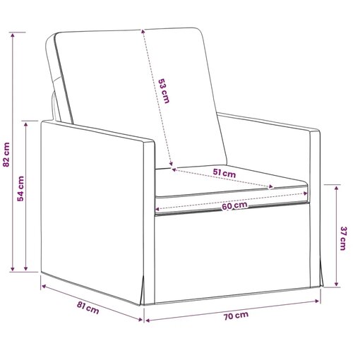  Fotelja Oblačnosiva 70 x 81 x 82 cm Tkanina - Siva tkanina oblak 60 cm Slike