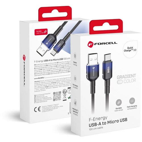 forcell F-ENERGY C351 kabl USB A na Micro USB QC3.0 2,4A 18W gradijent 1 m crni Cene