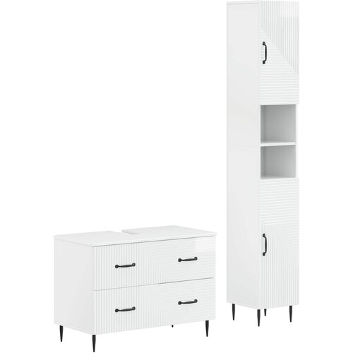  Set kupaonskih ormara od 2 dijela HAARLEM Bijela visokog sjaja Cene